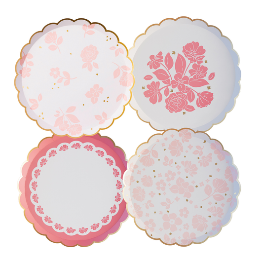 PETAL PINK ELEGANT FLORAL DESSERT PLATES