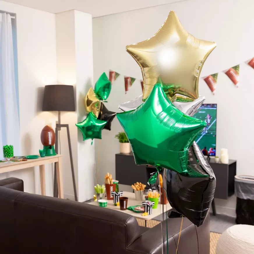 St. Patrick’s Dozen Assorted Stars Foil Balloons with Balloon Weight