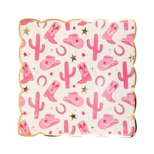 Cowgirl Cactus Pattern Paper Plate