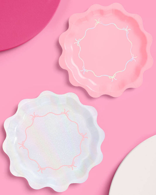 Tying the Knot Plates - 24 paper plates, Bow, Coquette, Bday