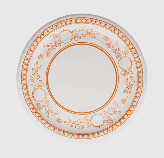 Falloween Pumpkin Round Dessert 8" Paper Plate