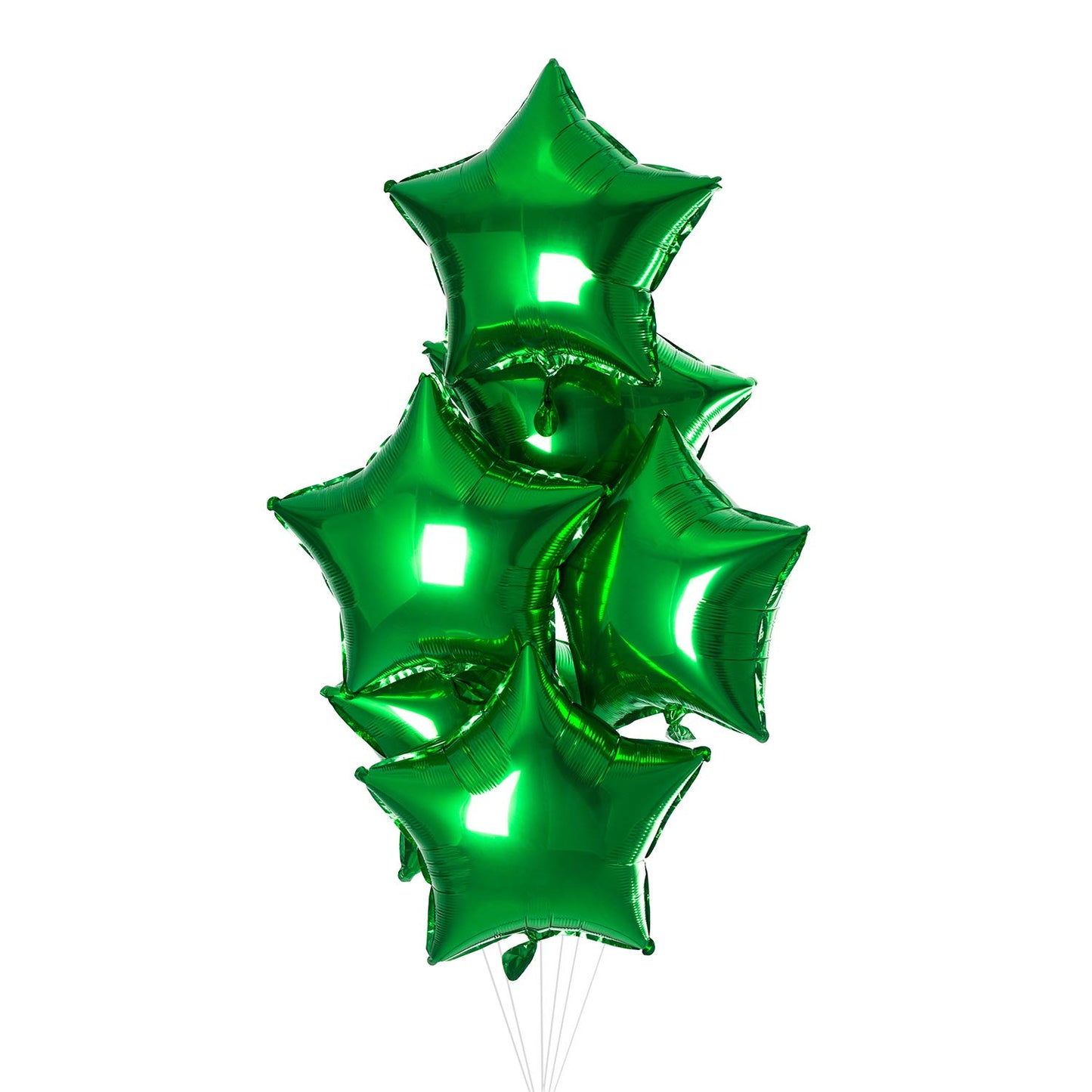 St. Patrick’s Dozen Green Stars Foil Balloons with Balloon Weight