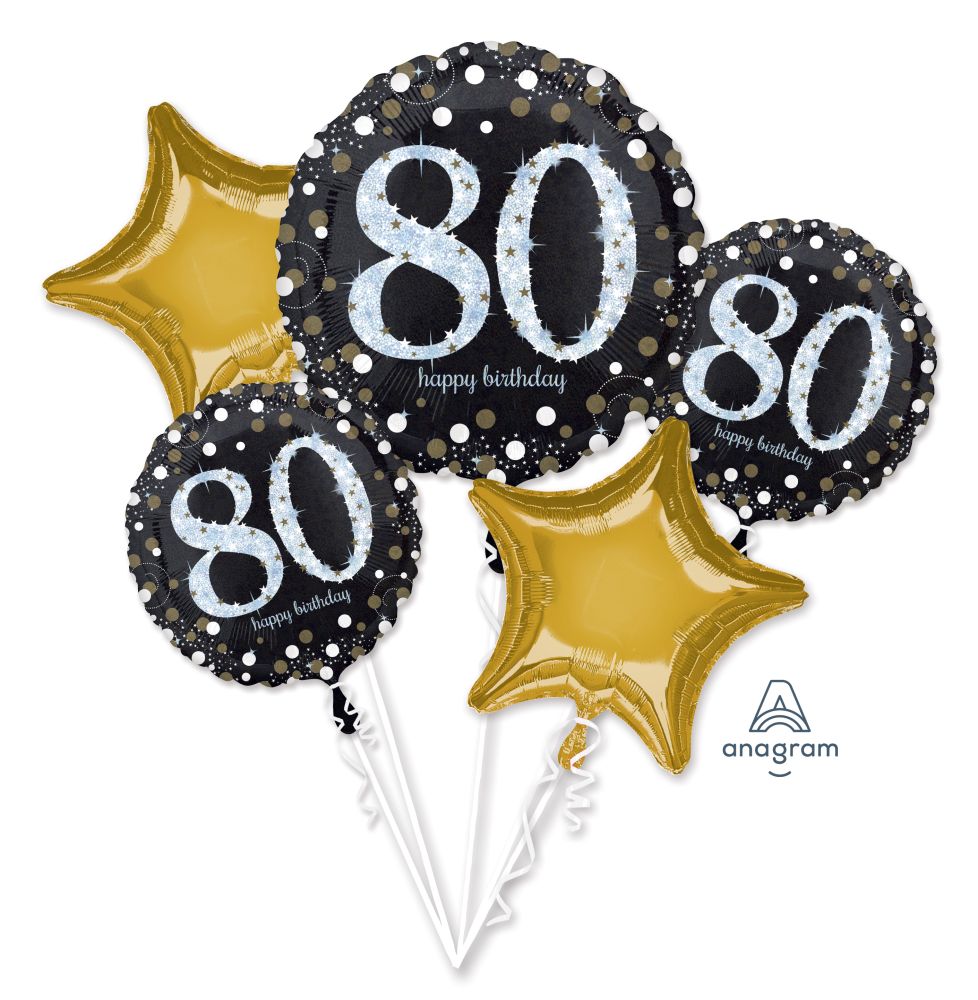 Milestone 80th Birthday Balloon Bouquet (Helium)