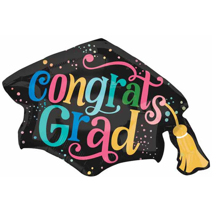Congrat Grad Cap SuperShape Foil Balloon