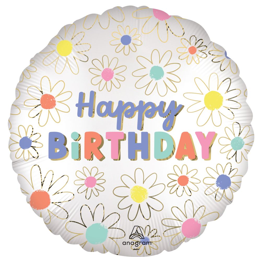 Happy Birthday Daisies Standard Foil Balloon