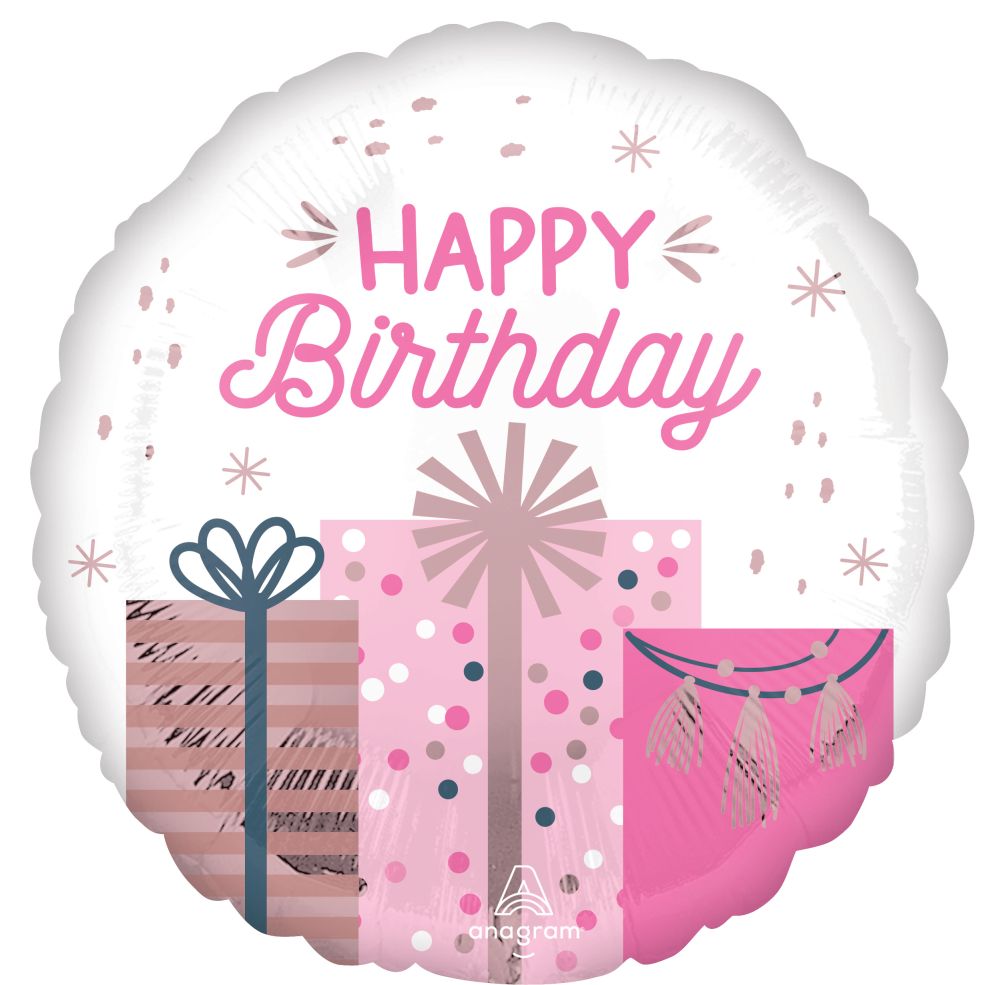 Happy Birthday Pastel Pink Standard Foil Balloon