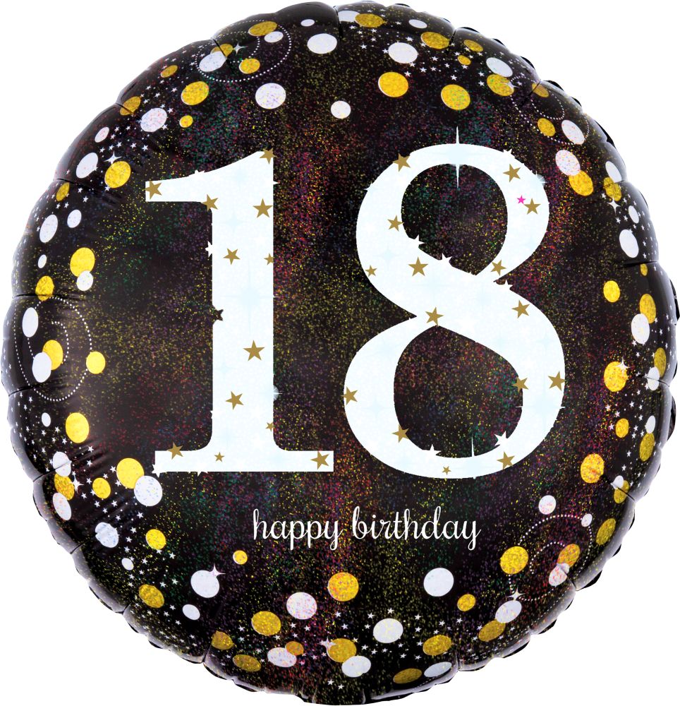 Happy Birthday 18 Holographic Standard Foil Balloon