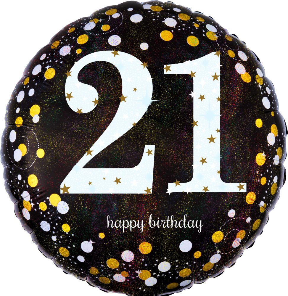 Happy Birthday 21 Holographic Standard Foil Balloon