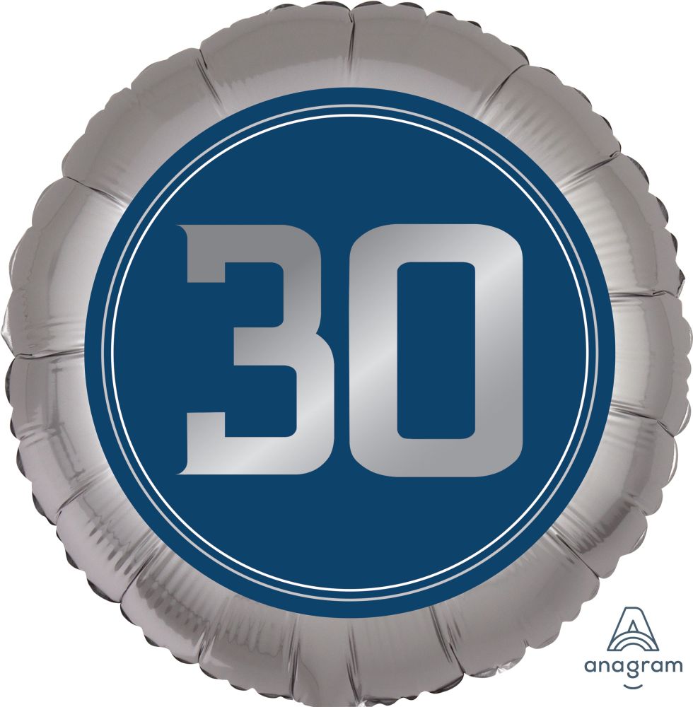 Birthday Milestone 30 Satin Man Standard Foil Balloon
