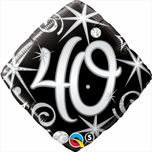 Birthday 40 Diamond Elegant Sparkle & Swirls Standard Foil Balloon