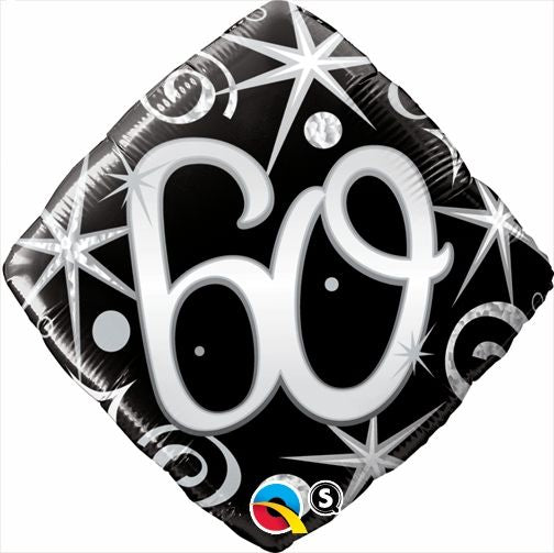 Birthday 60 Diamond Elegant Sparkle & Swirls Standard Foil Balloon