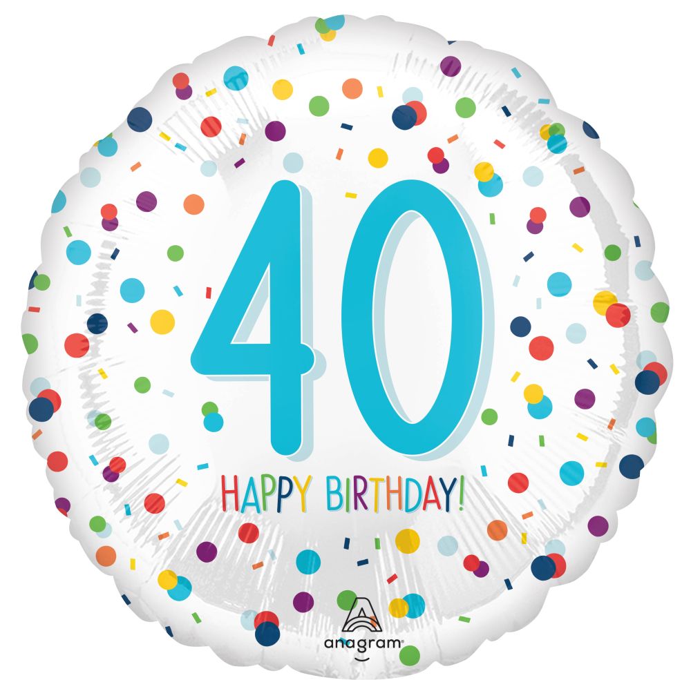 Happy Birthday 40 Confetti Standard Foil Balloon