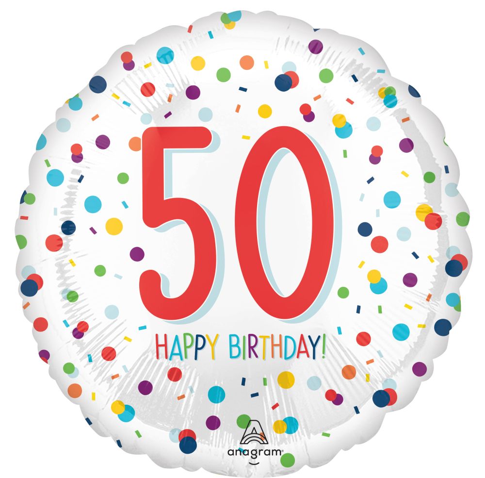 Happy Birthday 50 Confetti Standard Foil Balloon
