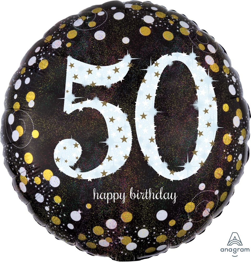 Happy Birthday 50 Holographic Standard Foil Balloon