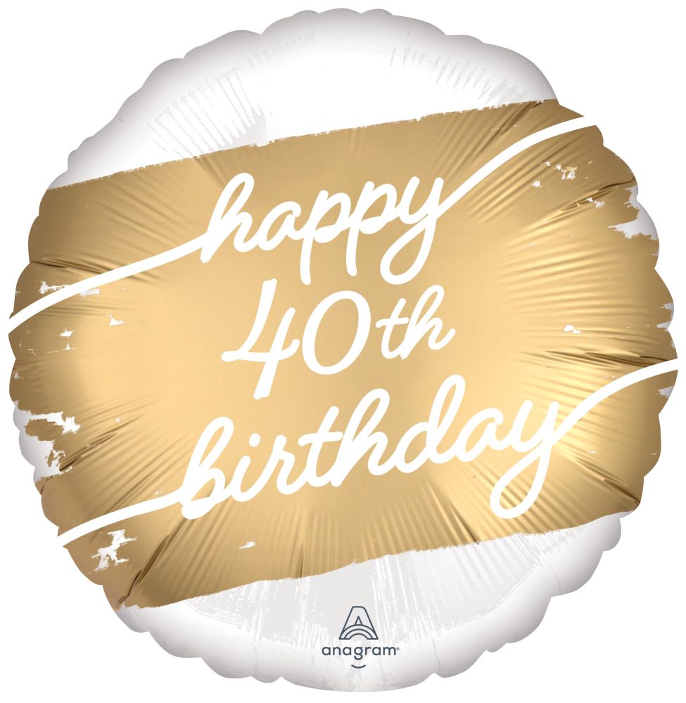 Happy Birthday 40th Golden Standard Foil Balloon