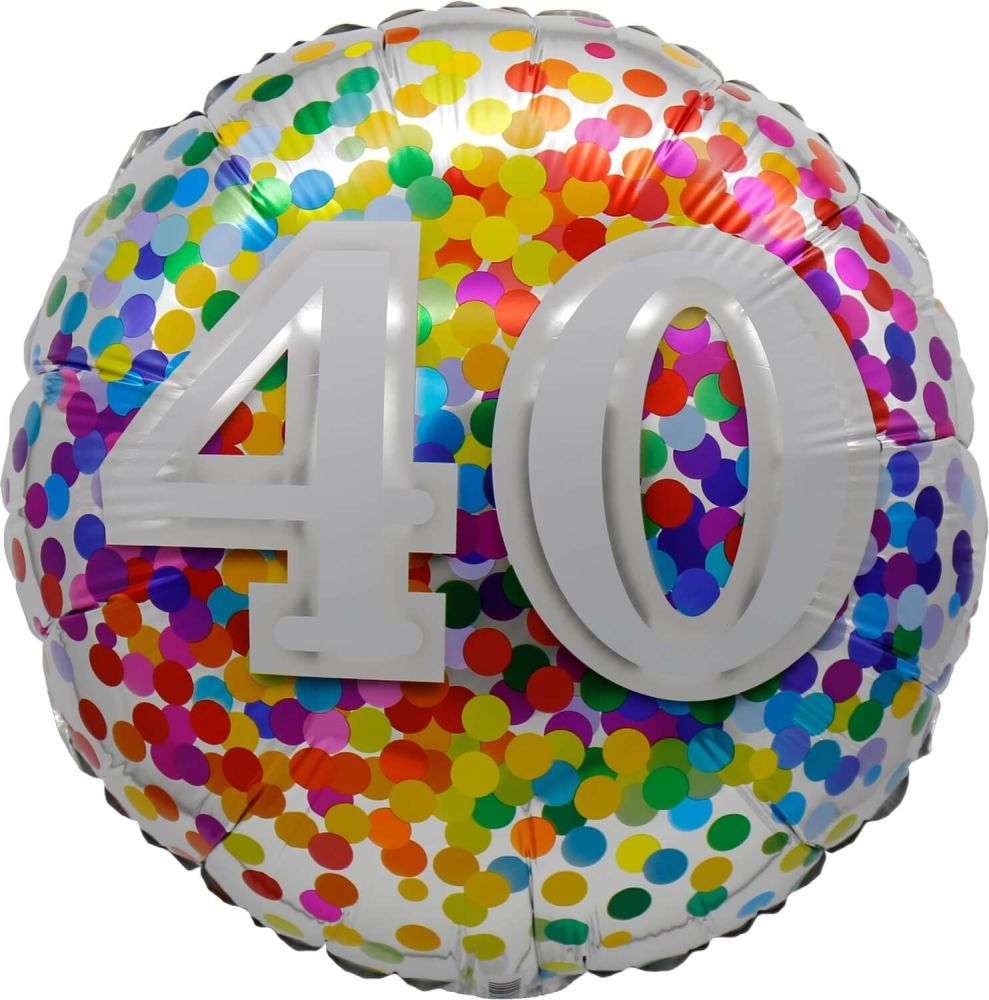 Birthday 40 Rainbow Confetti Standard Foil Balloon