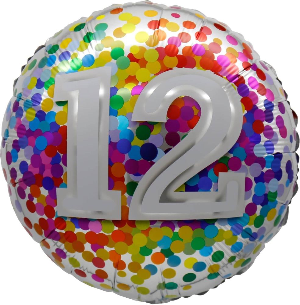 Birthday 12 Rainbow Confetti Standard Foil Balloon
