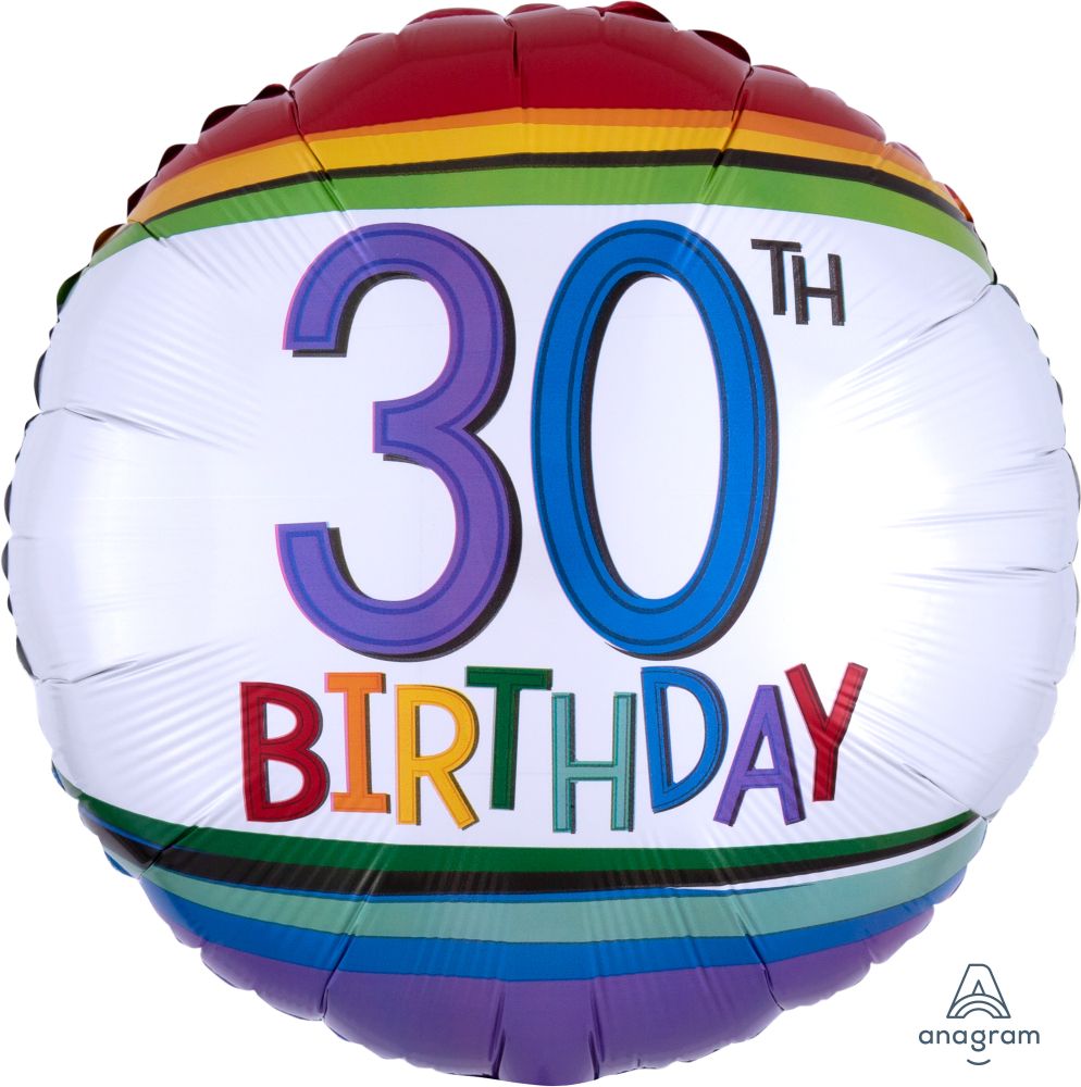 Birthday 30th Rainbow Confetti Standard Foil Balloon