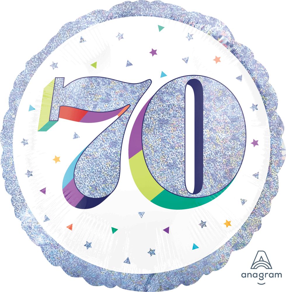 Birthday Milestone 70 Holographic Standard Foil Balloon