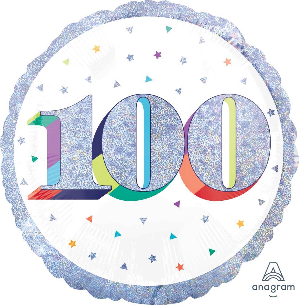 Birthday Milestone 100 Holographic Standard Foil Balloon