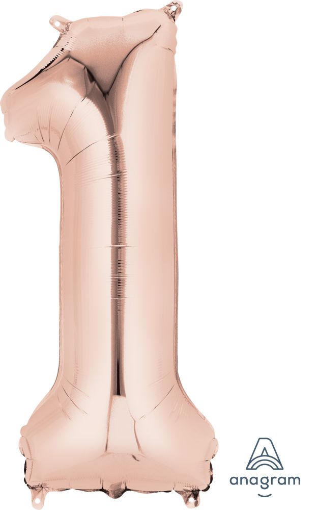 Rose Gold Number Foil Balloon with Helium