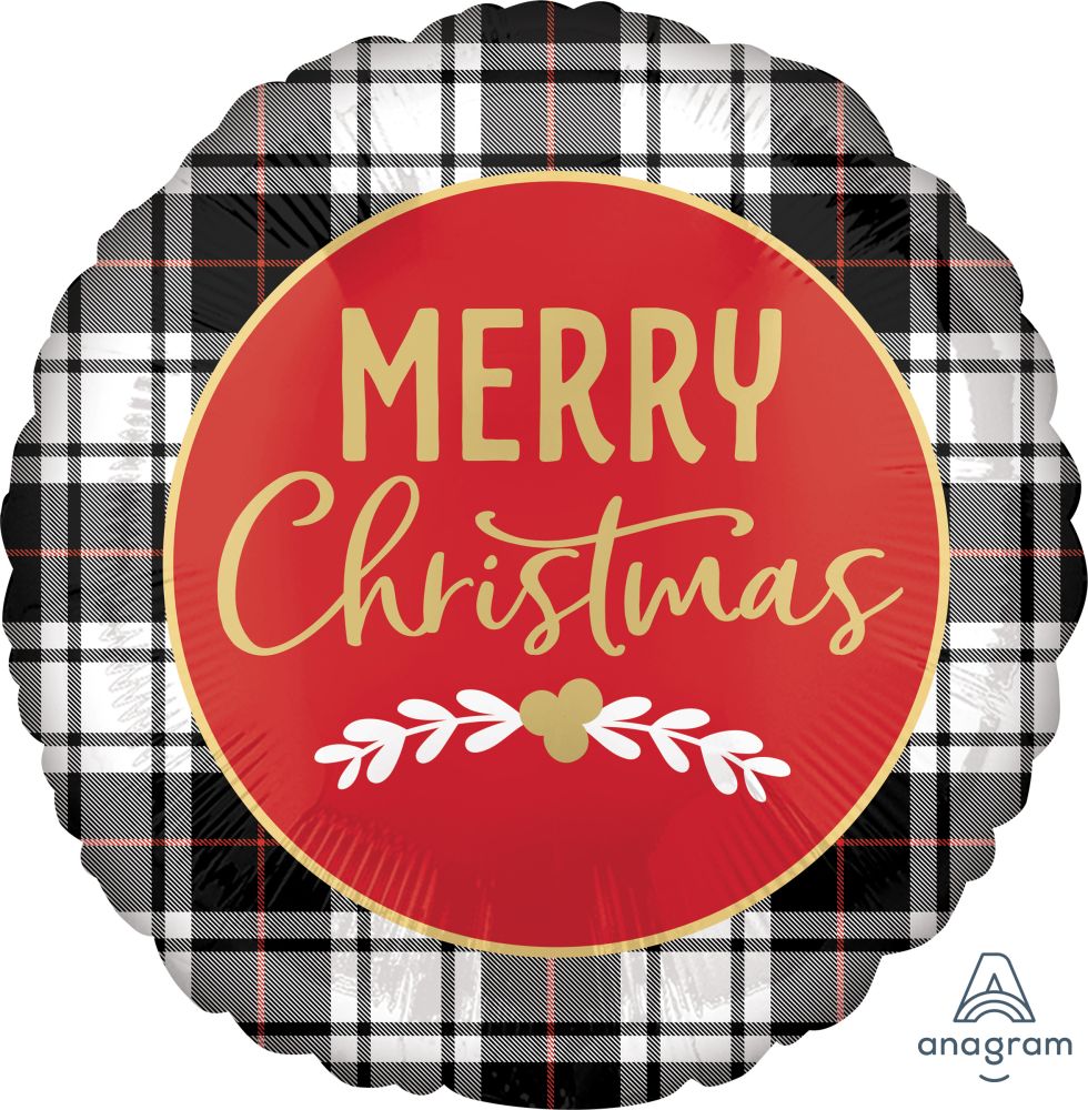 Merry Christmas Plaid, Standard Foil Balloon