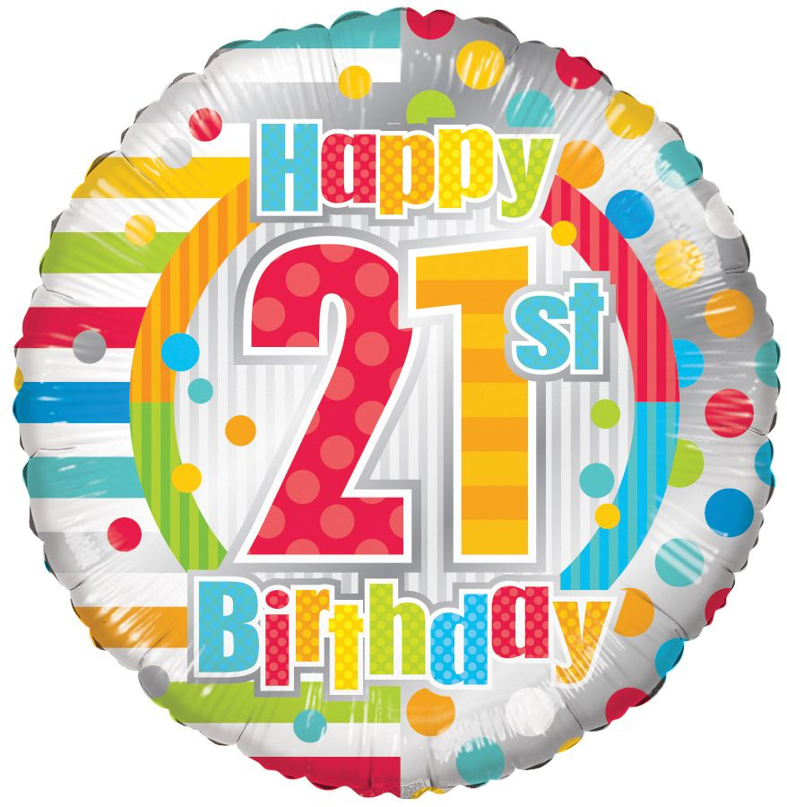 Happy 21st Birthday Dots and Lines, Standard Foil Balloon