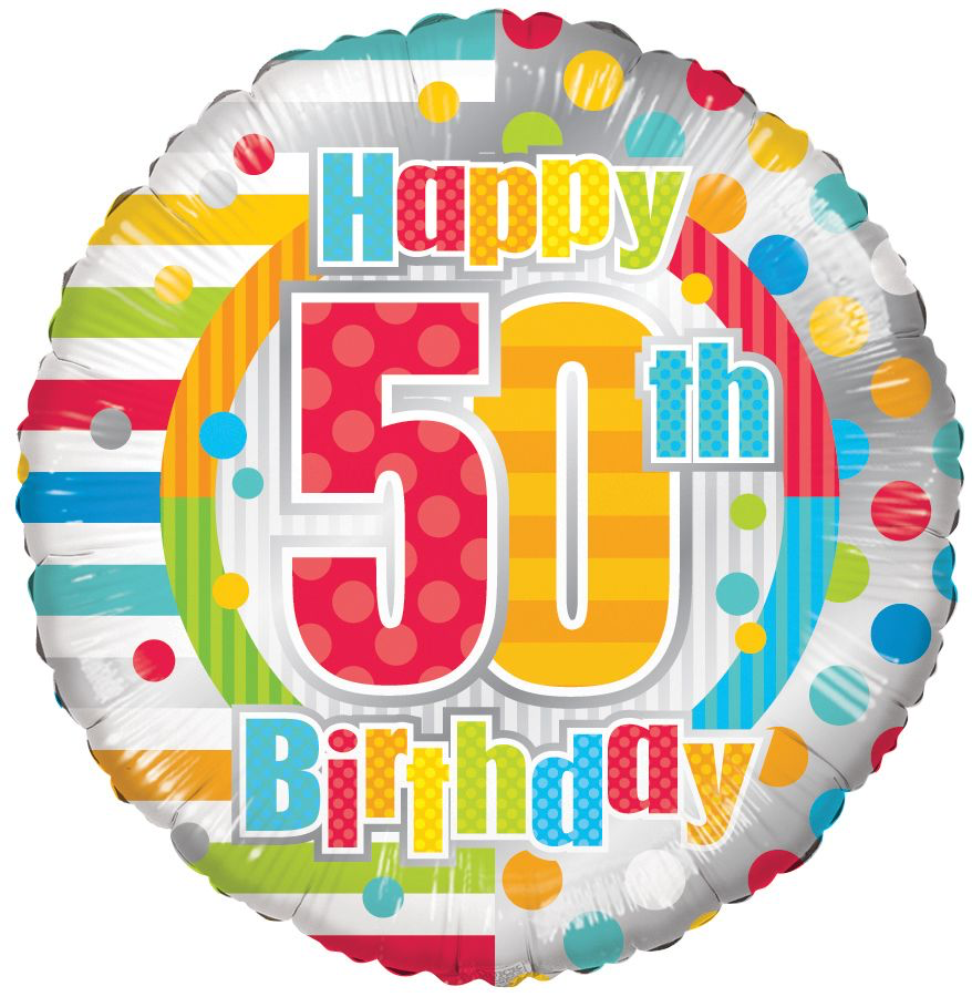 Happy 50th Birthday Dots and Lines, Standard Foil Balloon
