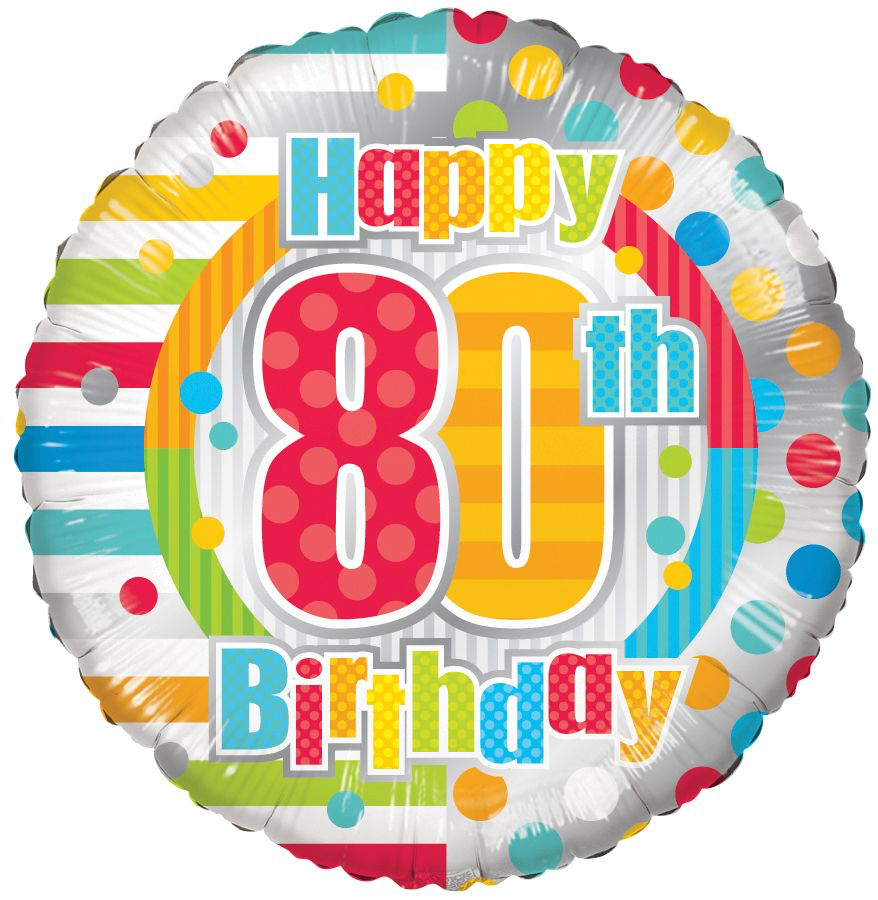 Happy 80th Birthday Dots and Lines, Standard Foil Balloon