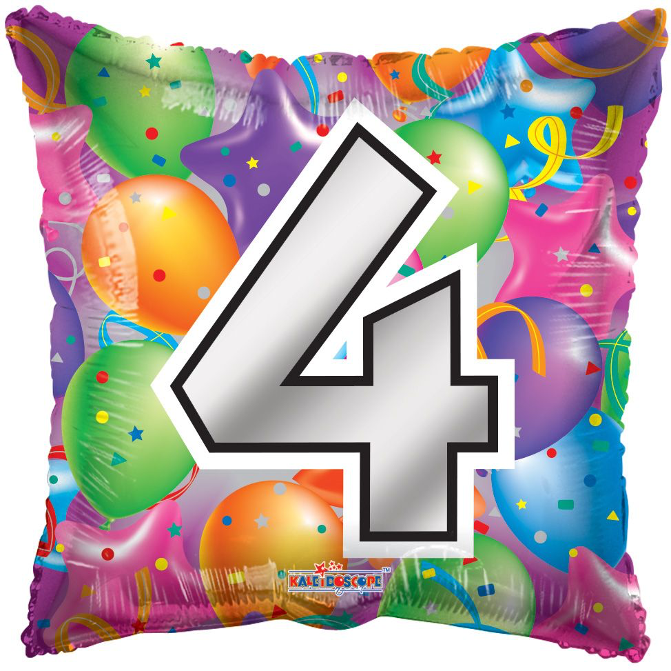 Birthday Number 4, Square Foil Balloon