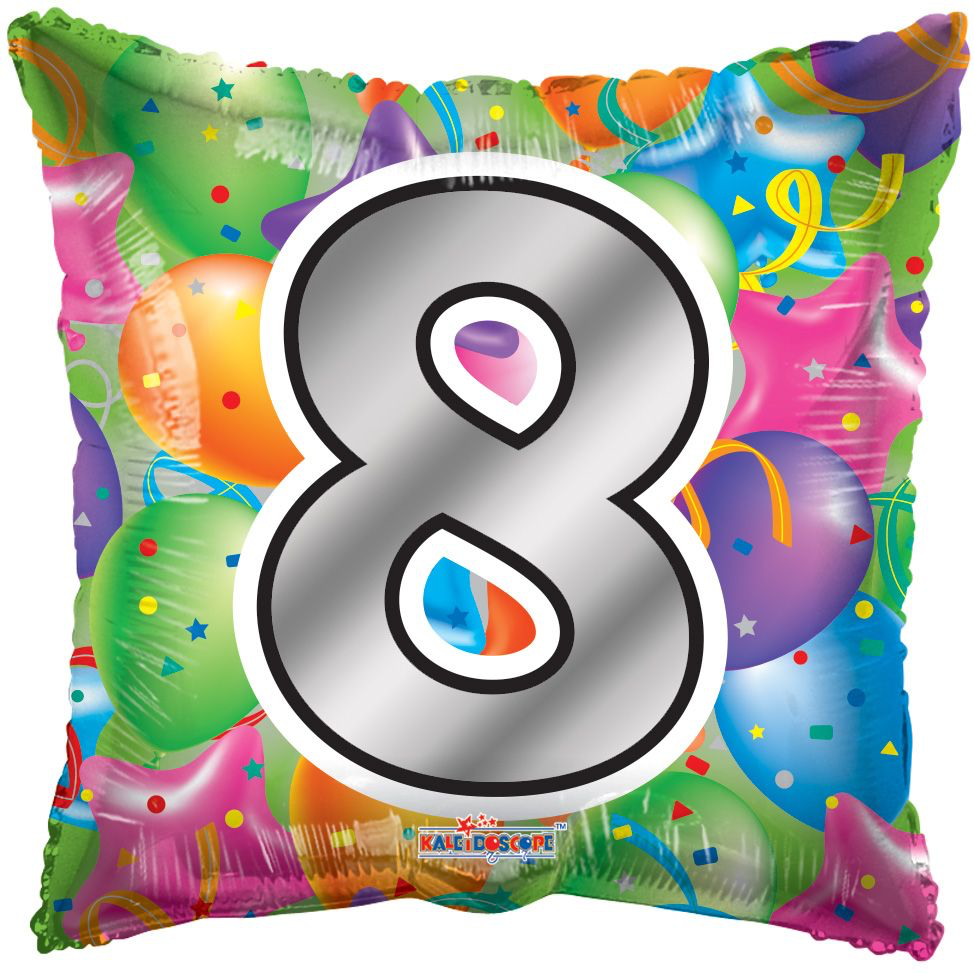 Birthday Number 8, Square Foil Balloon