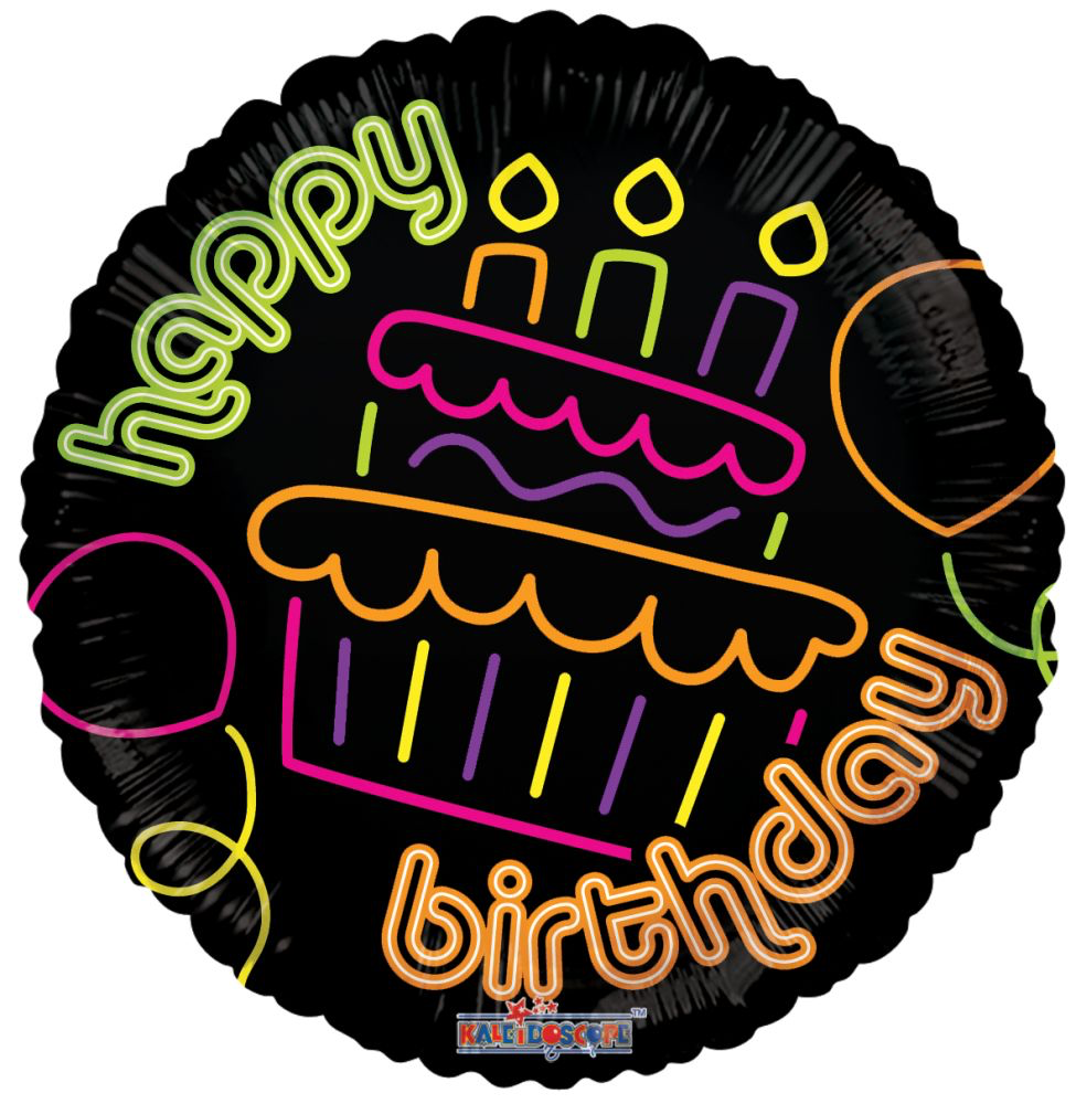 Happy Birthday Neon Standard Foil Balloon