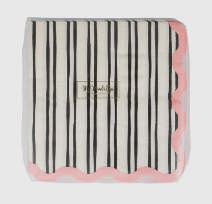 White & Black Striped Cocktail Napkin