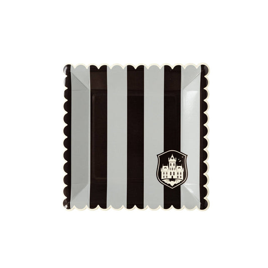 WED1039 -  Party More Tonal Black Stripe Paper Plate