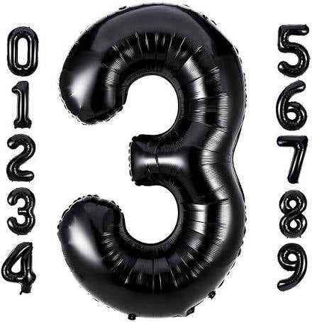 Black Number Foil Balloon with Helium