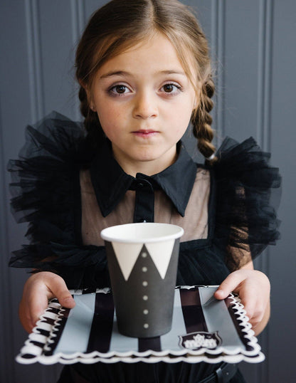 WED1039 -  Party More Tonal Black Stripe Paper Plate