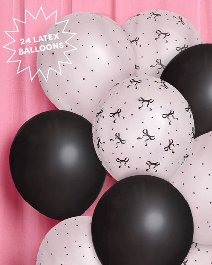 Little Black Bow Pack - 24 latex balloons, Martini, Coquette, NYE