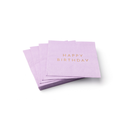 LILAC HAPPY BIRTHDAY COCKTAIL NAPKINS