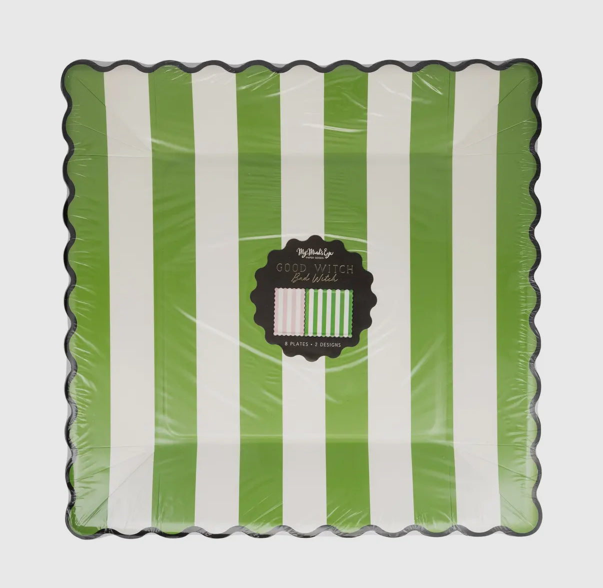 Green Stripe Pink Stripe 11" Plate Set