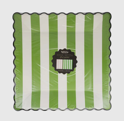 Green Stripe Pink Stripe 11" Plate Set