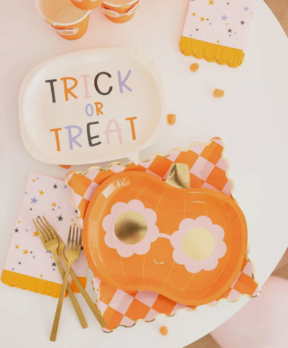 Groovy Pumpkin Shaped Paper Plate