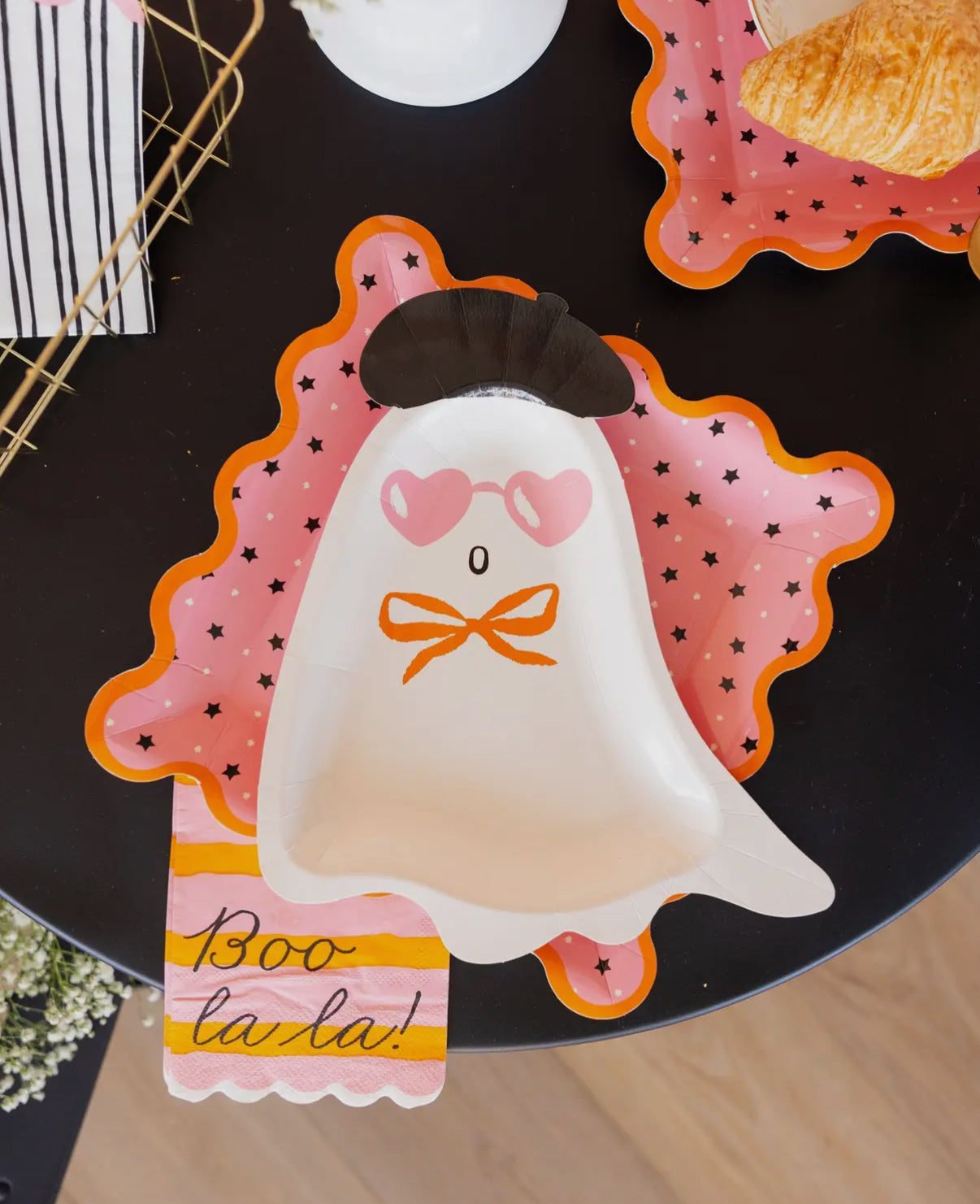 Boo La La Ghost Shaped Paper Plate