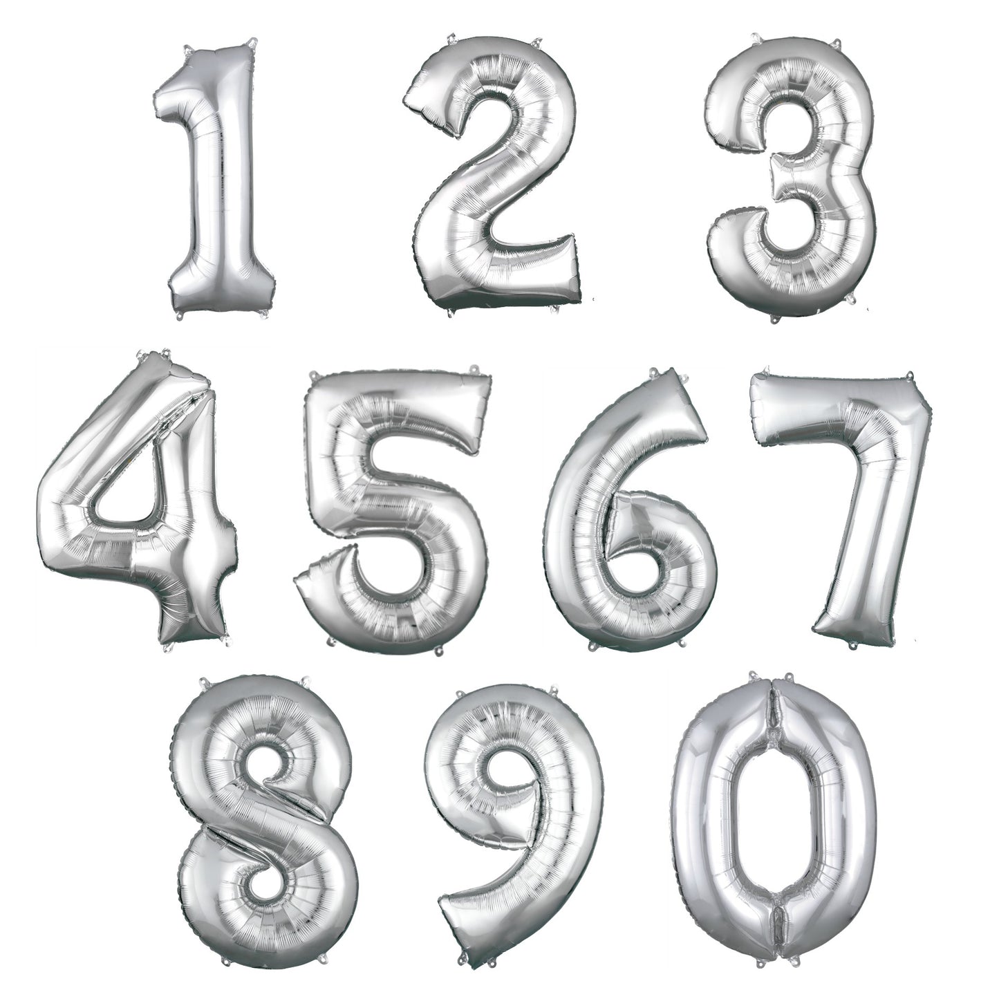 Silver Number Foil Balloon with Helium