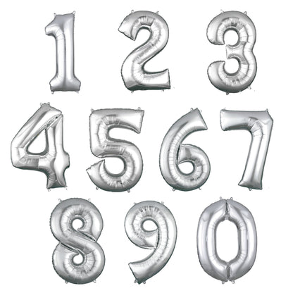 Silver Number Foil Balloon
