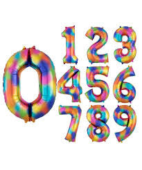 Rainbow Number Foil Balloon with Helium