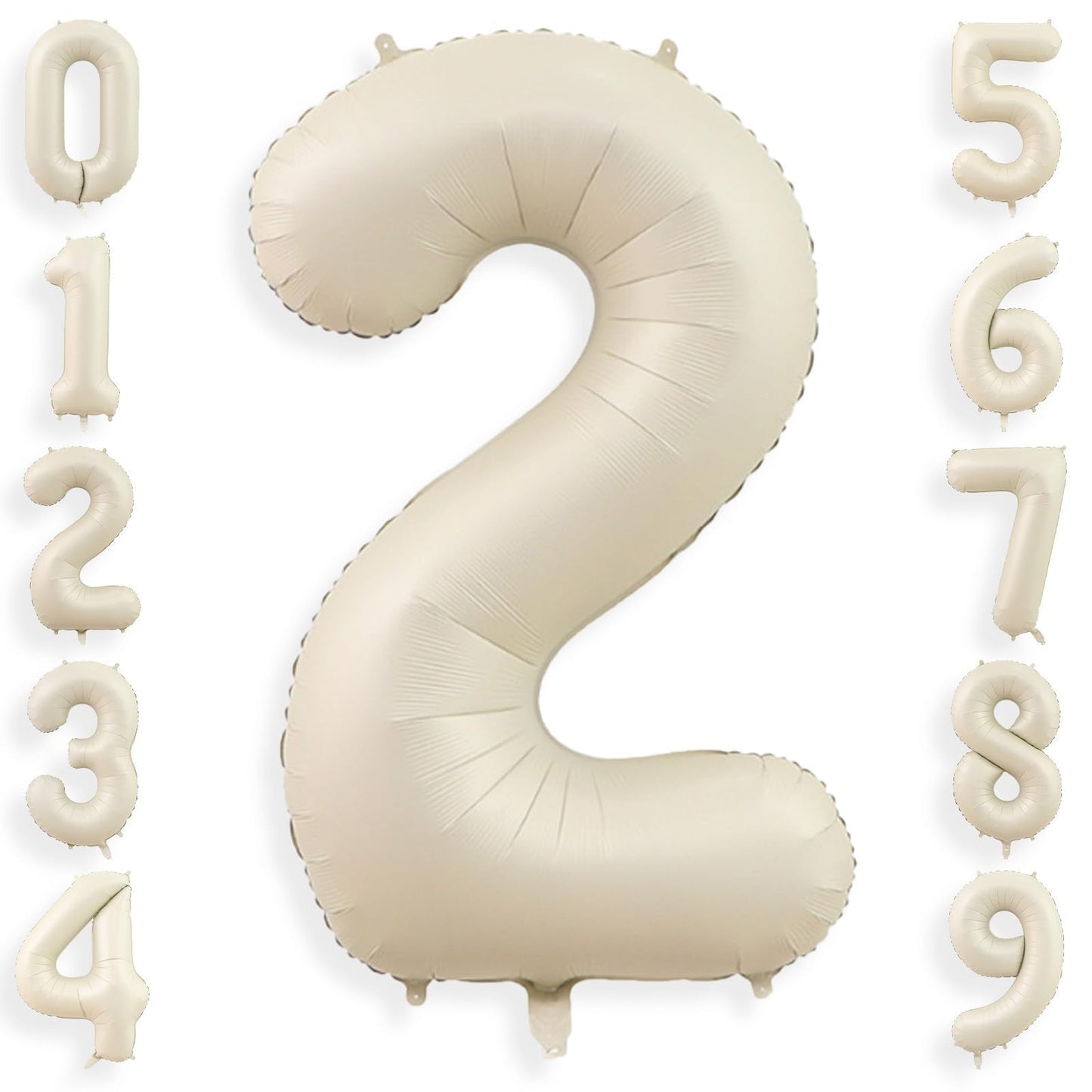 Cream Number Foil Balloon with Helium