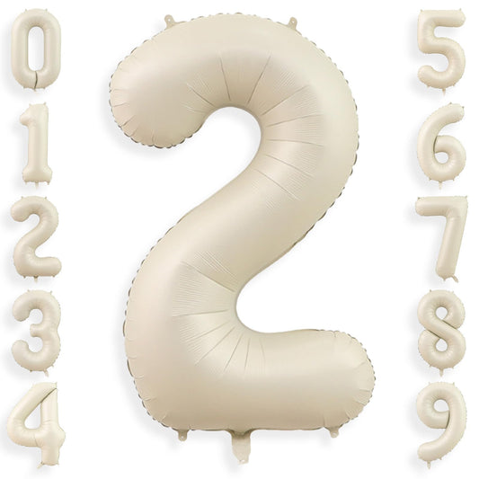 Cream Number Foil Balloon with Helium