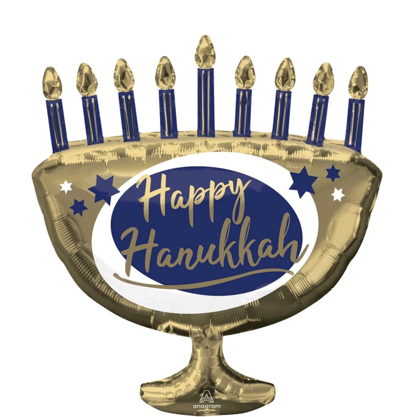 Happy Hanukkah Menorah Supershape Balloon (Helium)