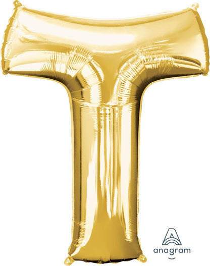 Gold Alphabet Letter Foil Balloon with Helium