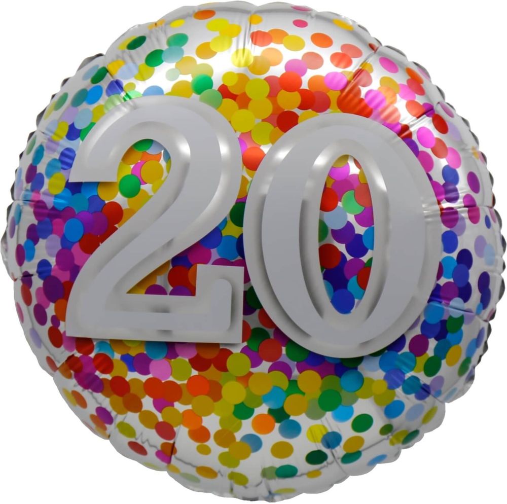 Birthday 20 Rainbow Confetti Standard Foil Balloon